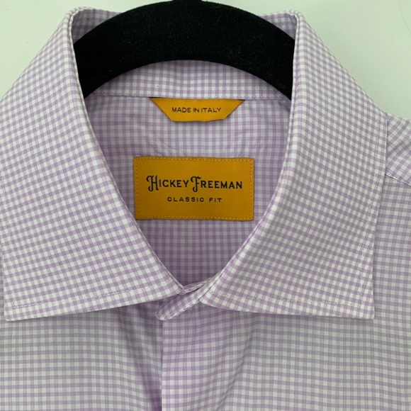 Hickey Freeman Men's Dress Shirt Purple Check Size 15.5" M - Picture 2 of 3
